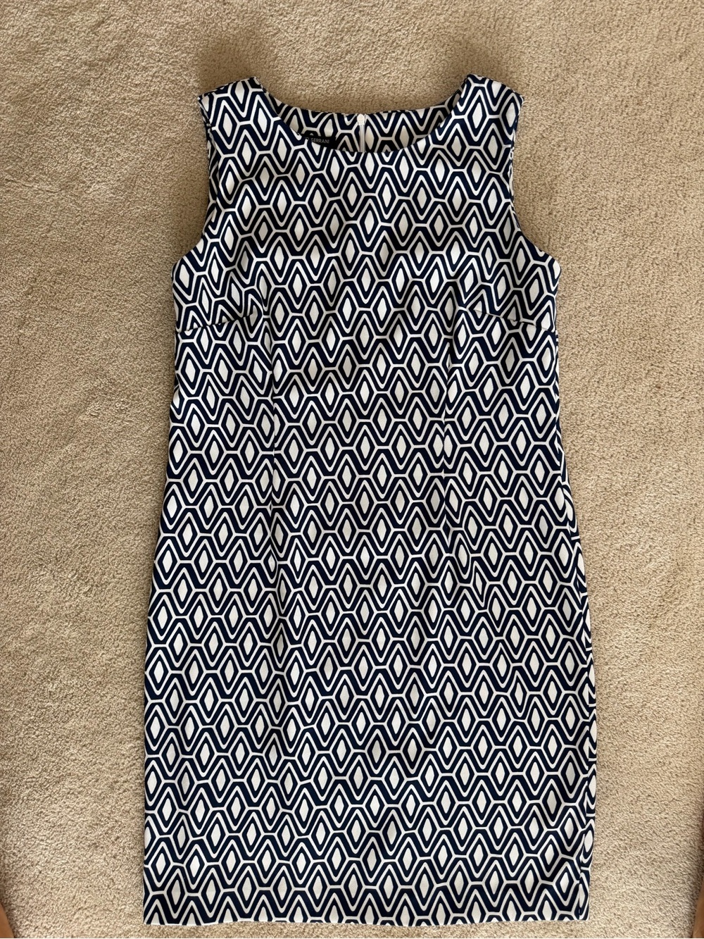 Mario Serrani Navy and White Geometric Dress